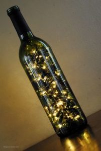 wine bottle with lights